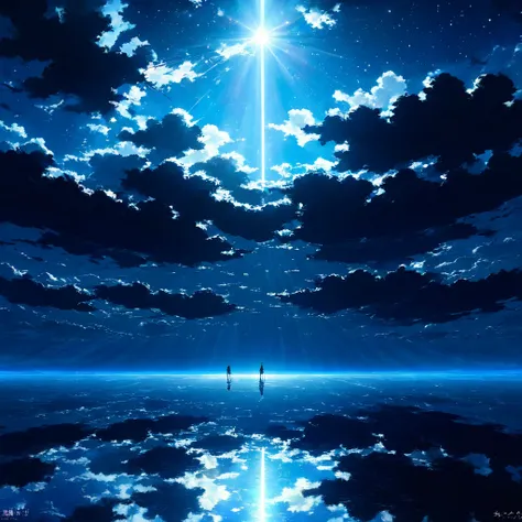 darkness, 暗darkness, Light, Ray, sky, Light line, God Secret的, god holy, hope, relief, road, future, cloud, Night Sky, Star, moon, silhouette, contrast, dramatic, Fantasy, Beauty, Sucked in, god々Shii, awe, God Secret,beautiful Anime Scenery, Landscape pain...