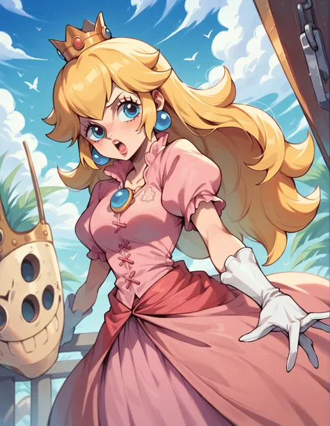 Imagine Princess Peach if she were a pirate from the One Piece anime