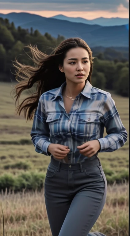 ภาพระยะใกล้ของผู้หญิงlong hairชาวเอเชียตะวันออกเฉียงใต้ที่มีใบหน้ากลม, Chinese girl, ผมหางม้า long hair,float up,)) black eyes,abdominal muscles, shiny body, Overflowing breasts, Big nipples overflowing., morning sun, staring at the viewer, (sexy poses), (...