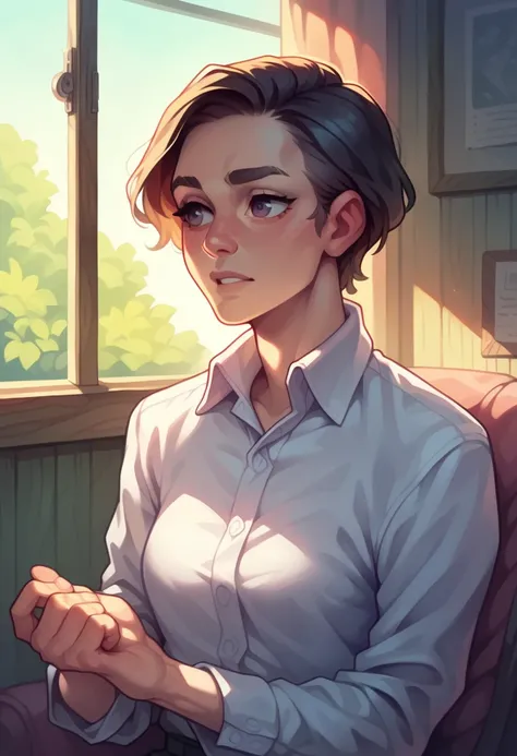 1 Girl, calm, Shut up, Collared shirt,, 