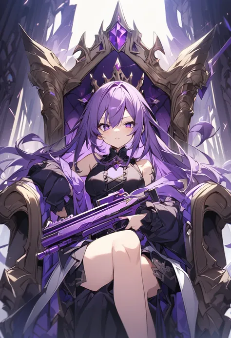 Keito。Purple Eyes。Purple Hair。female。Purple Gun。Throne