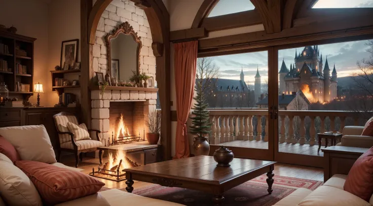 Fireplace Ambience，Overlooking the castle