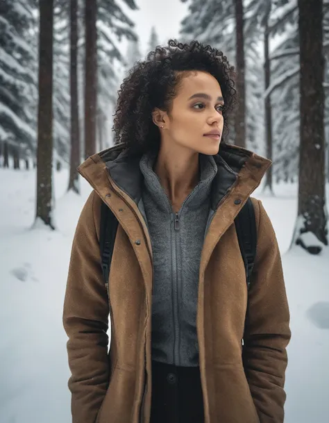 ((nthlemmnlmssdr woman)), winter forest, natural skin texture, 24mm, 4k textures, soft cinematic light, adobe lightroom, photola...