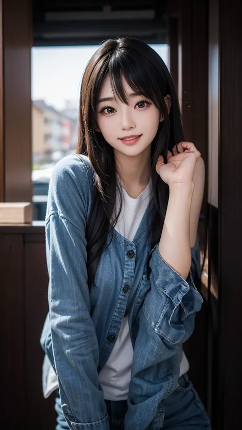 Beautiful woman、Kawaii Woman、Around 26 years old、A detailed face、Detailed eyes、Detailed skin、detailed hairs、super realistic picture quality、An ultra-high picture quality、8K、Shy smile、Tomoyo Harada