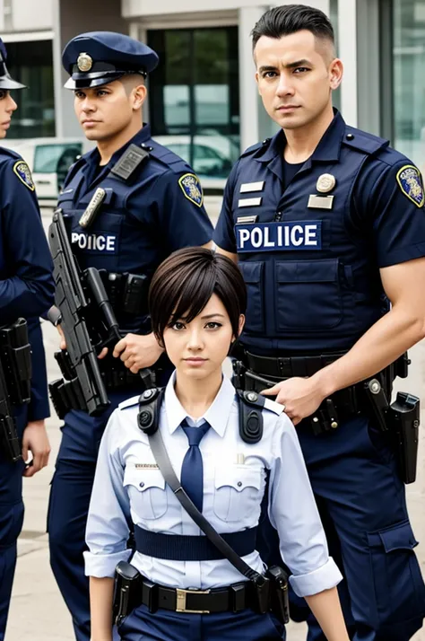 Anime police with short hair