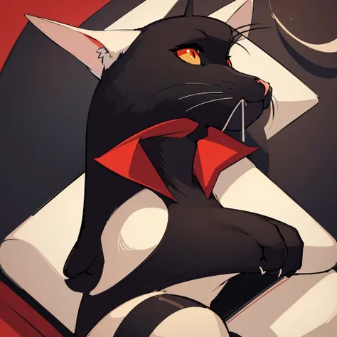 (((No humans)))、(black cat、Red collar)、high quality, 8K、Best illustrations、high quality, 8K、Best illustrations