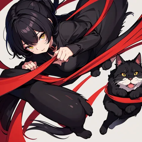 black cat、Red collar、high quality, 8K、Best illustrations、(From the side)
Lots of cats、high quality, 8K、Best illustrations