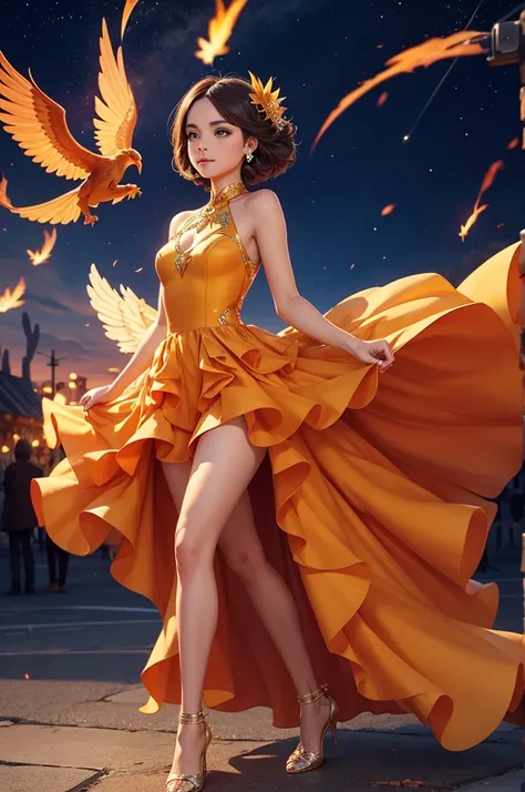 full body, phoenix girl, gala dress