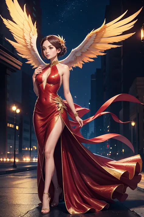 full body, phoenix girl, gala dress