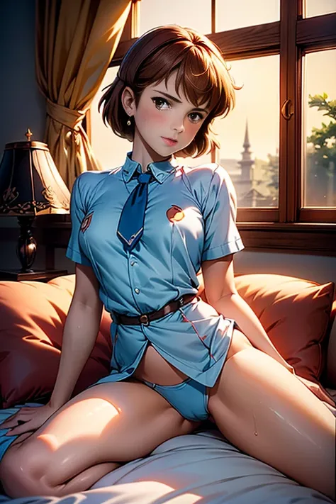 (masterpiece, highest quality, High resolution, 8k, High quality anime, sensual illustrations, Detailed and realistic), ((Nausicaa in a JK uniform)), ((Nausicaa is completely naked)), Very cute, very naughty, Sexy provocative pose, Very kind, Baby face, Th...