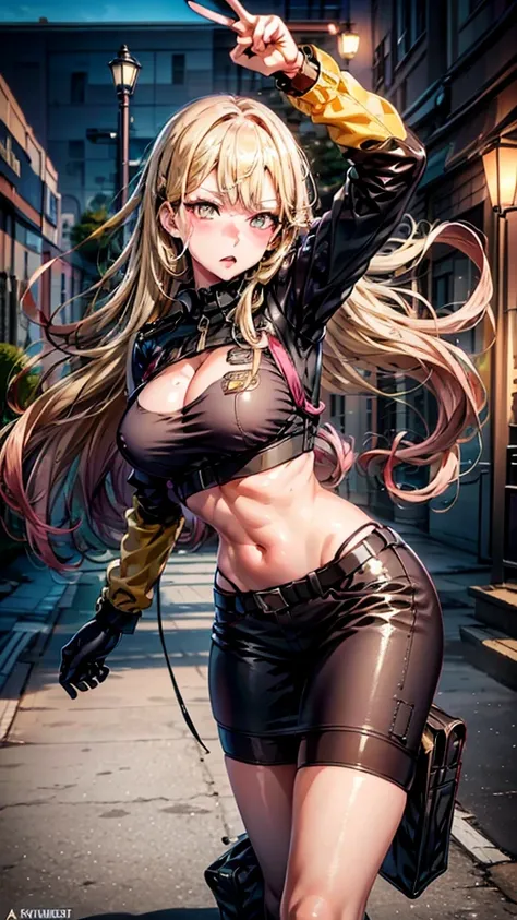 Yellow eyes,   a woman in a police uniform posing for a picture, marin kitagawa fanart, seductive anime girl, oppai, police officer, from girls frontline, fine details. girls frontline, cushart krenz key art feminine, big breast, 1 girl, beast quality, blo...