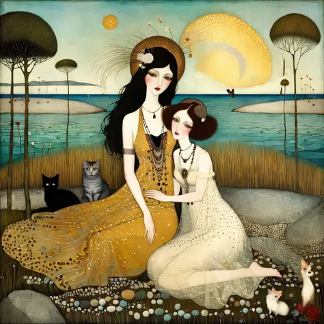 delete Art style by Klimt, Sam Toft, Florine Stettheimer, Dina Wakley, Catrin Welz-Stein, Gabriel Pacheco, Elisabeth Fredriks