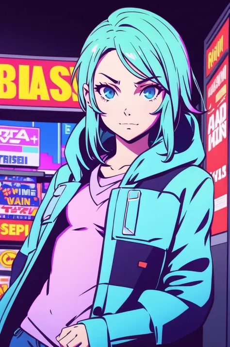 cute synthwave anime girl