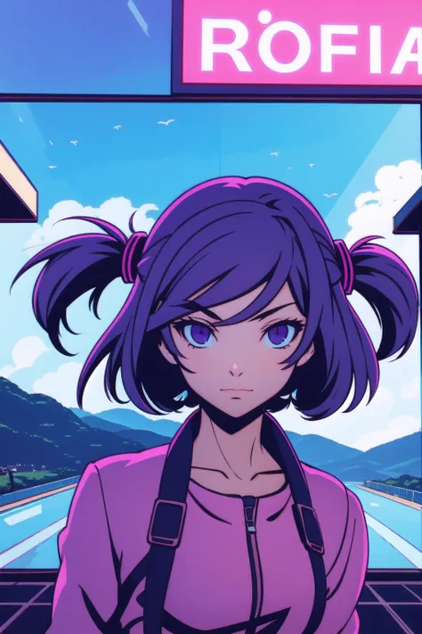 cute synthwave anime girl