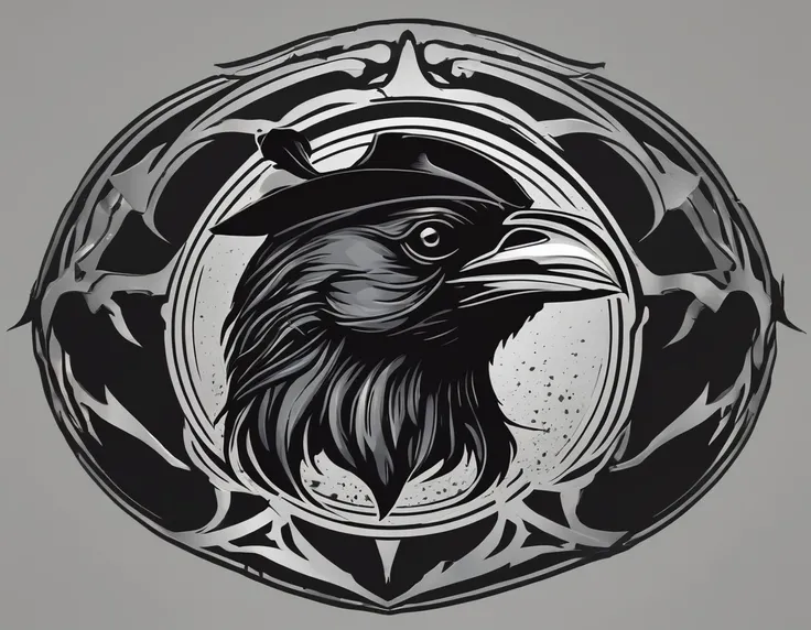 crow head logo, metal