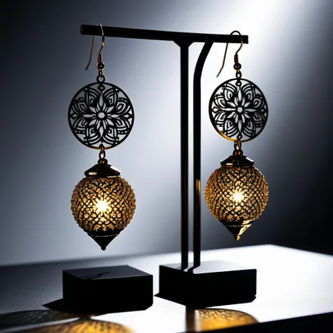 Ornament, stand, highlight, light and shadow, focus, aura, sharp, high-resolution, high-resolution, high-resolution, high-resolution,earrings, modern