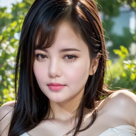 1girl, photo realistic, realistic, on back, looking at viewer, lying, bare shoulders, long hair, short hair, black hair, face, nose, lips, parted lips, teeth, eyelashes, collarbone, (best quality,4k,8k,highres,masterpiece:1.2),ultra-detailed,(realistic,pho...