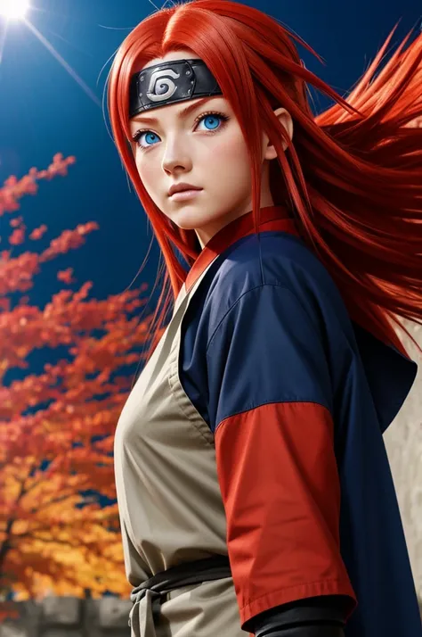 Character in the anime Naruto , red hair blue eyes