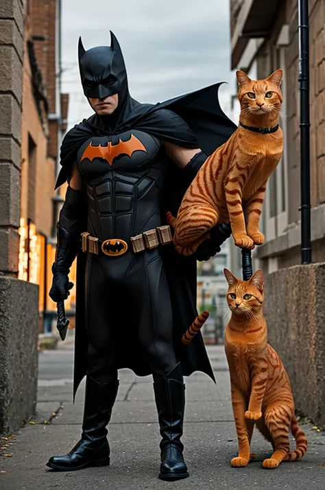 Spawns an orange cat, dressed as batman, with hat, boots and a sword