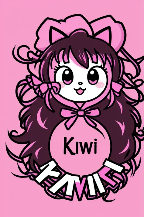 Create a Kawaii Death Metal logo with the name “KwII” on it in pink 