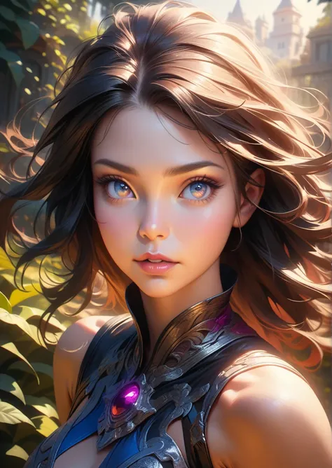 A highly detailed, photorealistic, anime-style girl, full body portrait, beautiful detailed eyes, beautiful detailed lips, extremely detailed face, long eyelashes, beautiful skin, intricate hair, complex clothing, dynamic pose, outdoor garden setting, warm...