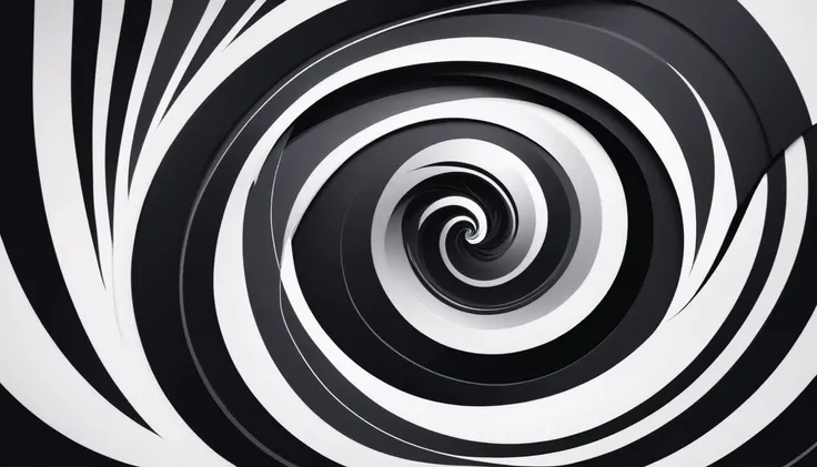 /I Envision a sleek, monochromatic abstract design with a central vortex of swirling black and white patterns, creating a mesmerizing optical illusion. Thin, crisp lines contrast against a matte background for a sophisticated look. hd, stunning, --ar 9:16 ...