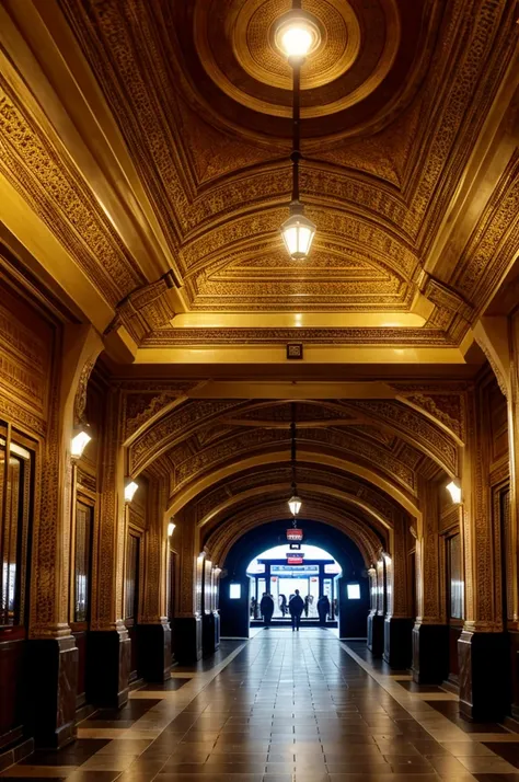 Luxurious underground metro station in traditional Hindu architecture which is grand and mind blowing 