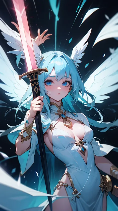 A transcendent soul of a goddess holding a sword