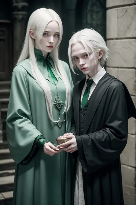 I want an albino witch who is the villain of Slytherin Hogwarts and a friend of Draco Malfoy