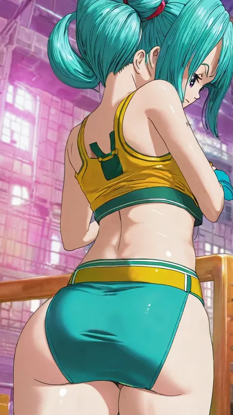 Up skirt panties of bulma from the back 