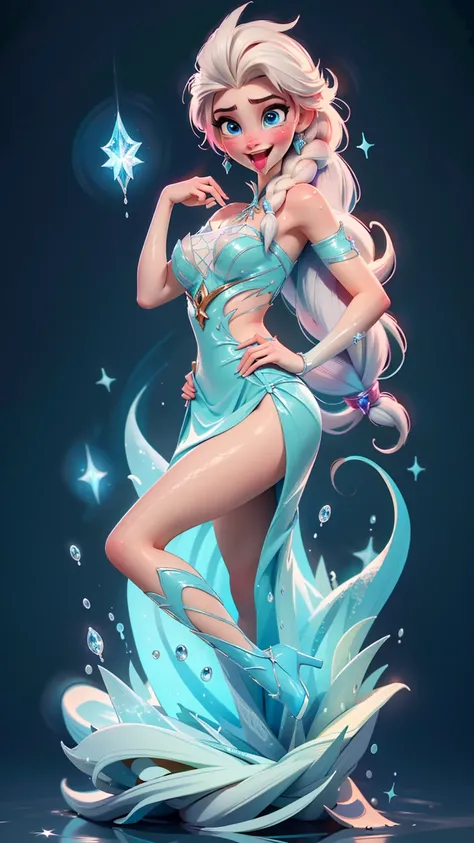 Elsa-Ariel Fusion, Merging models, melting, Ariel&#39;s clothes, 1girl, Beautiful, character, Woman, female, beachfront, (master part:1.2), (best qualityer:1.2), (standing alone:1.2), ((struggling pose)), ((field of battle)), cinemactic, perfects eyes, per...