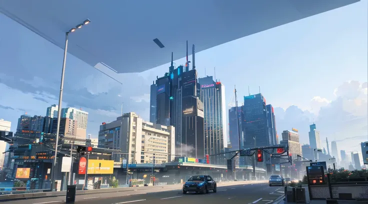 a beautiful futuristic city street, skyscrapers, flying cars, neon lights, cyberpunk, dramatic lighting, cinematic, highly detailed, 8k, photorealistic, intricate architecture, busy urban scene, advanced technology, glowing holographic displays, sleek mode...