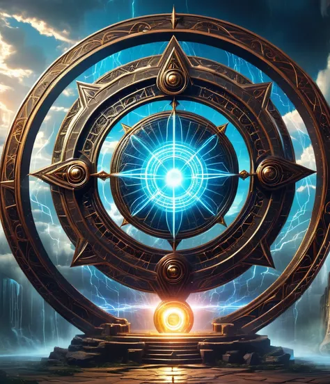 magic circle，The Wheel of Time and Space，Magic drawn polygons，Epic magic fantasy，epic surrealism，Epic Thunder Magic，Epic ancient totem，Epic mysterious magic light，Epic dark magic，epic gothic style