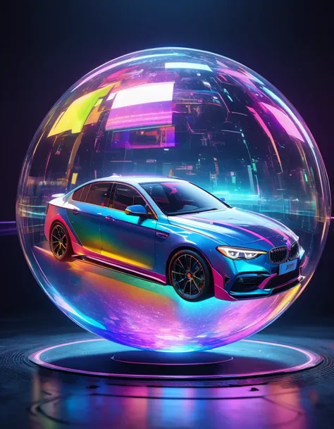 holography, draw in neon colors ((car)): car: ((floating)), transparent, Three dimensions, light, sf, digital art, Digital, scientific, dark background: electronic circuit: draw in neon colors, 3d, masterpiece, Digital space, energy, beautiful, masterpiece...