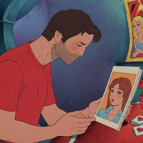 a guy in love is sad a guy a sad guy looks at a photo of a girl