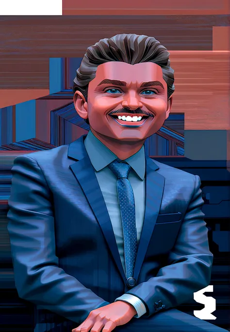 Cartoon character of a man in a suit, goatee and mustache, an animated character, stylized character, animation style rendering, 3d stylized, Arnold Maya rendering, Stylized 3D rendering, toon render screenshot, 3d character, 3d character, Stylized 3D rend...