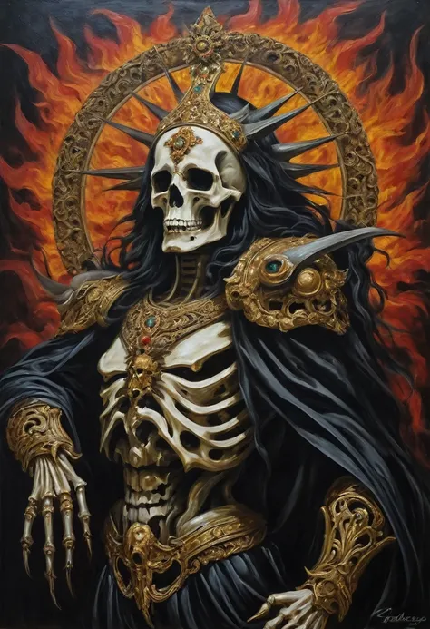 the death god, masterpiece, oil paint, barroco style paint, barroco, realismo
