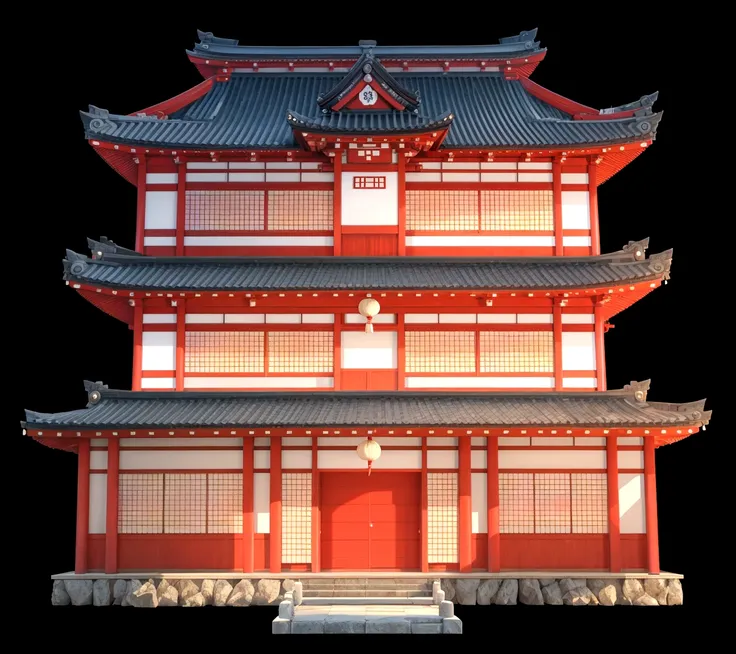 a close up of a red building with a black roof, ancient japanese architecture, japanese architecture, japanese temple, european ...