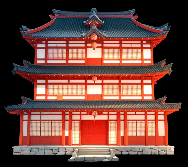 a close up of a red building with a black roof, ancient japanese architecture, japanese architecture, japanese temple, european ...