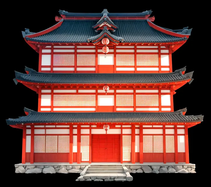 a close up of a red building with a black roof, ancient japanese architecture, japanese architecture, japanese temple, european ...