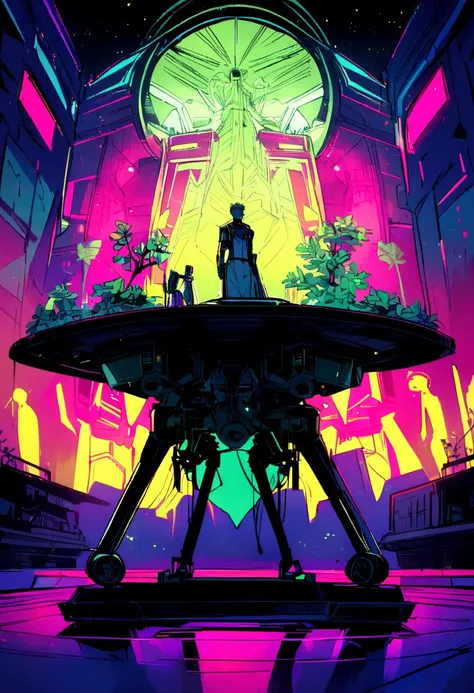 Robô sentado no alto de um prédio olhando a cidade cyberpunk best qualityer ,tabletop, illustration, extremely delicate and beautiful, extremely detaild