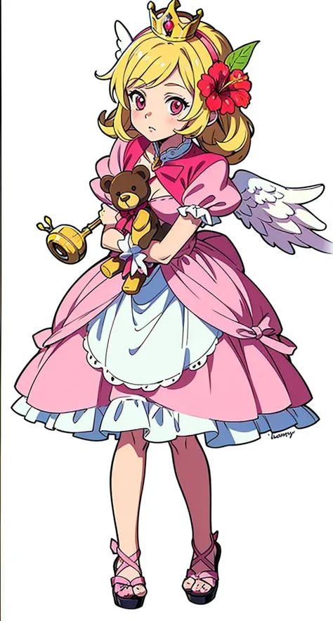 Best Quality, High resolution, a cartoon girl in a pink dress holding a teddy bear, Lori, y 2 k Cute Core Crown Core, The real Big Mom, Anime Princess, Wearing a luxurious dress, Favorite character, Magical Girl Style, MapleStory character art, Cute Core C...