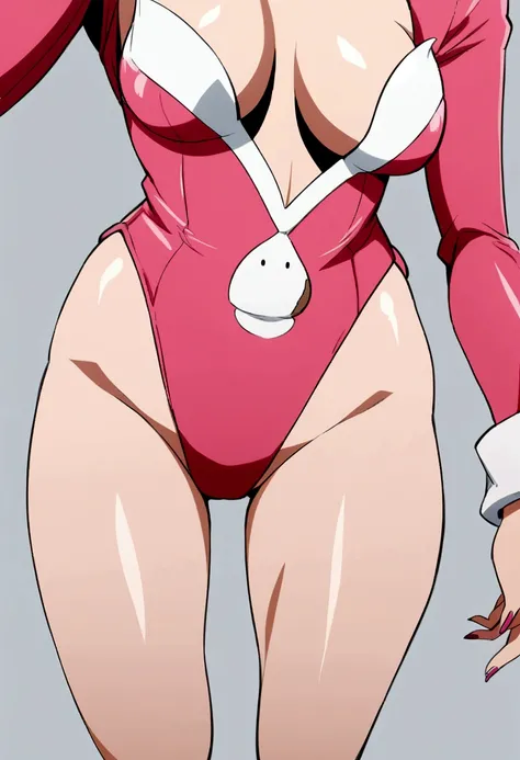 anime style , a woman, female face, in a bunny suit