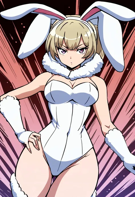 anime style , a woman, female face, in a bunny suit