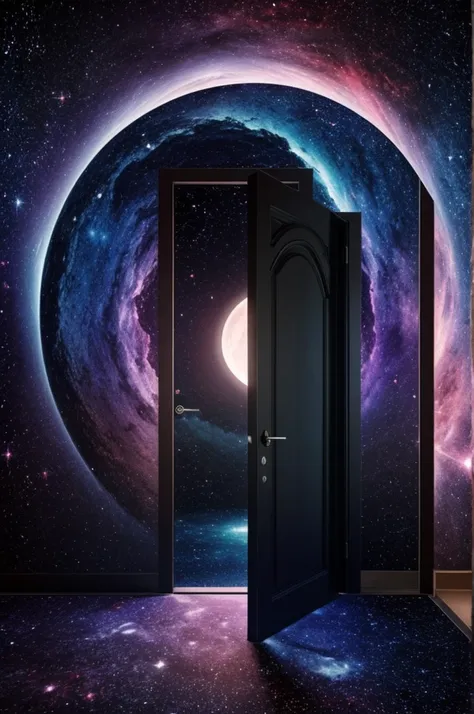 A door in the cosmos in the shape of a vagina and the shadow of a man entering through it