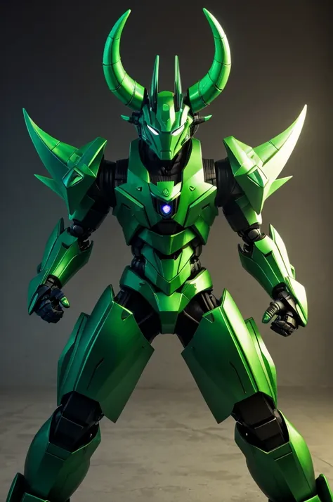 Robot Humanoid Dragon Eastern 2 horned feral claws manga style muzzle green anime style no cyberrealistic