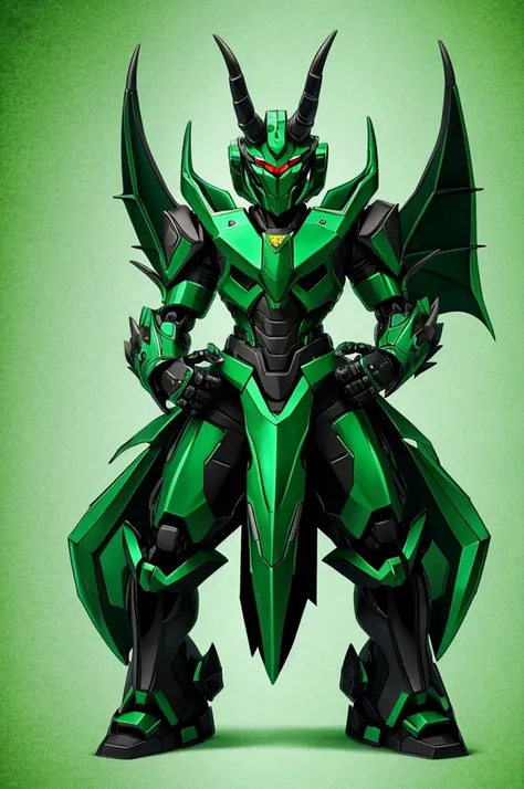 Robot Humanoid Dragon Eastern 2 horned feral claws manga style muzzle green anime style 