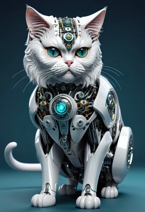 biomechanical style persian cat . blend of organic
and mechanical elements, futuristic, cybernetic,
detailed, intricate