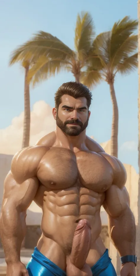 Cinematic soft lighting illuminates a stunningly detailed and ultra-realistic hyper muscular handsome aged 67 Billy Mays men sexydaddy with big arms, very fair skinned, face with strong features, exuding huge sexual aura, ((dynamic poses)), ((beautiful_pen...