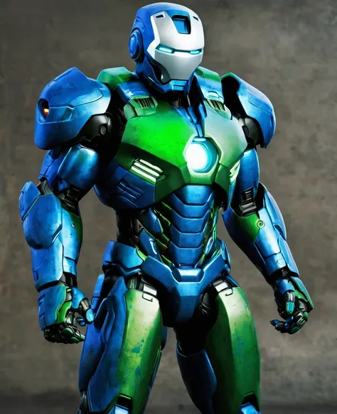 War machine, (blue and green random coloured), heroic, full body, war machine 